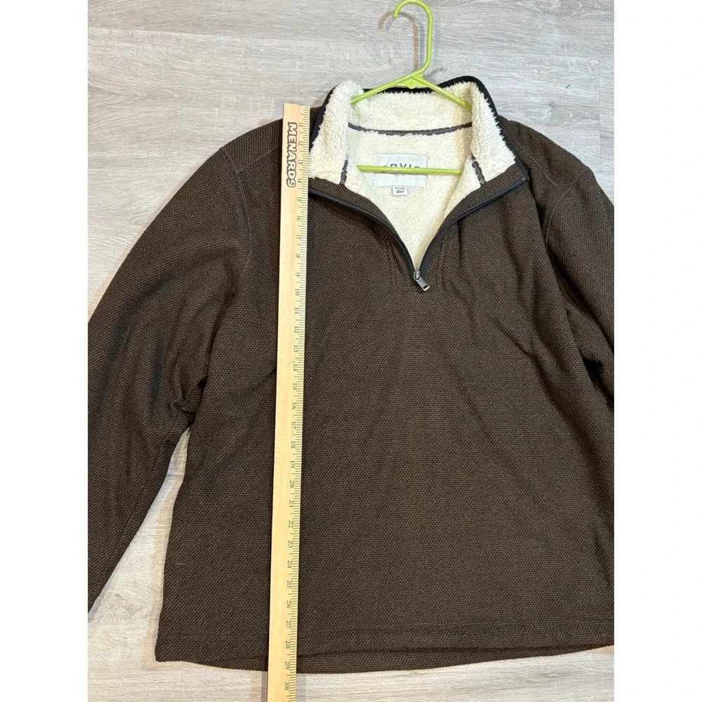 Orvis‎ Mens Brown Sherpa Lined Quarter Zip Pullover Sweater XXL 1526440